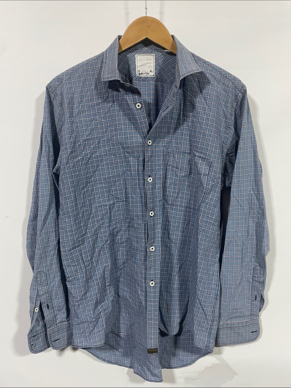 Billy Reid Blue Checked Dress Shirt